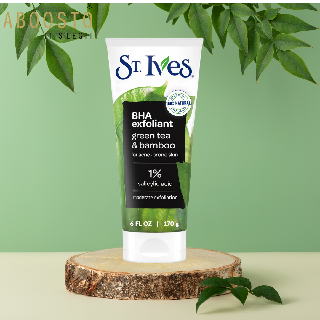 ST IVES BHA GREEN TEA & BAMBOO FACE SCRUB, FACIAL EXFOLIATE FOR ACNE PRONE SKIN 170G