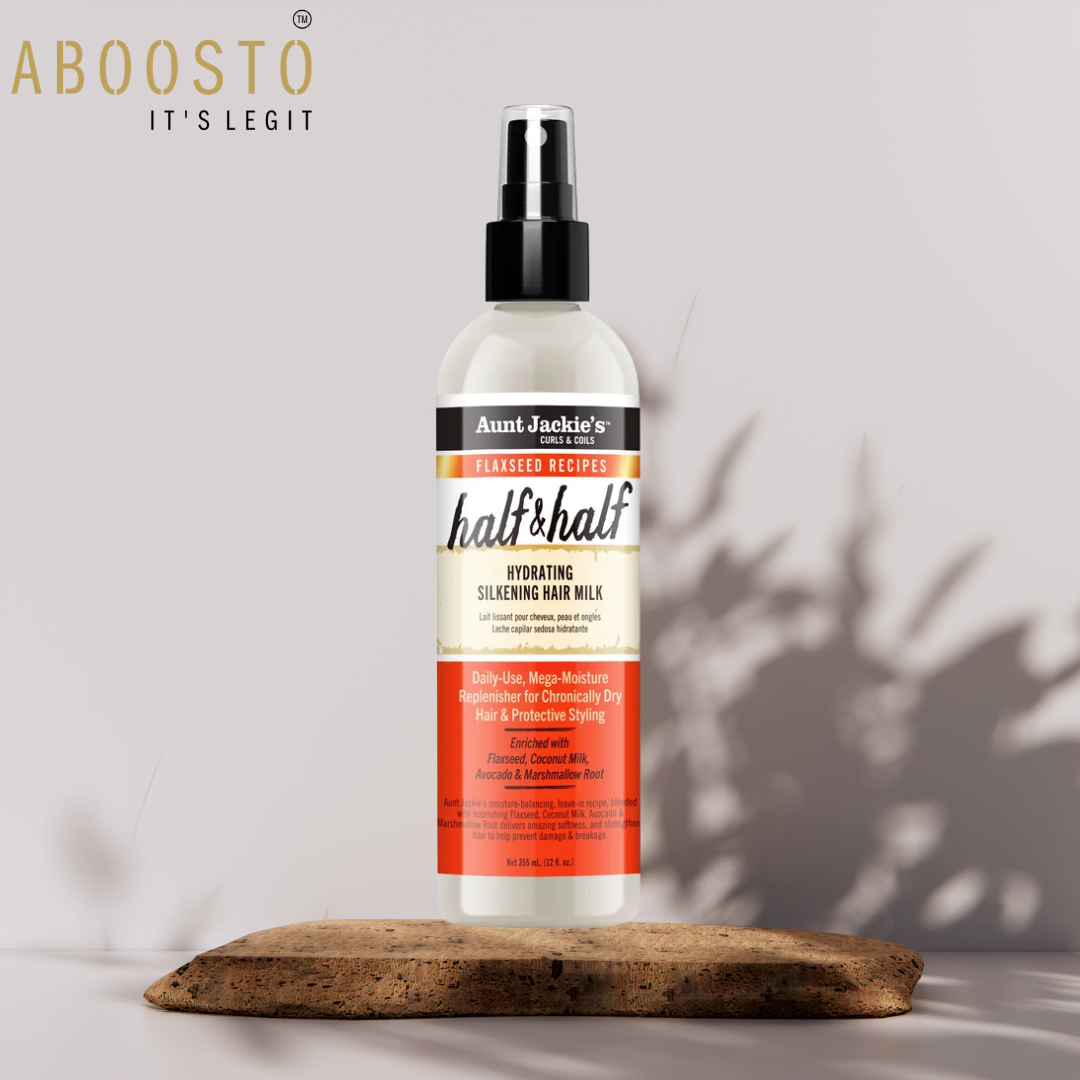 AUNT JACKIE'S FLAXSEED HALF & HALF, HYDRATING SILKENING HAIR MILK 12OZ