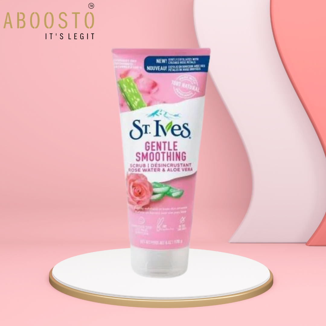 ST IVES GENTLE SMOOTHING SCRUB WITH ROSE WATER AND ALOE VERA 170G